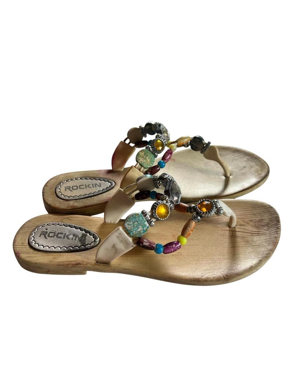 Vintage Bohemian Embellished Beaded Thong Sandals